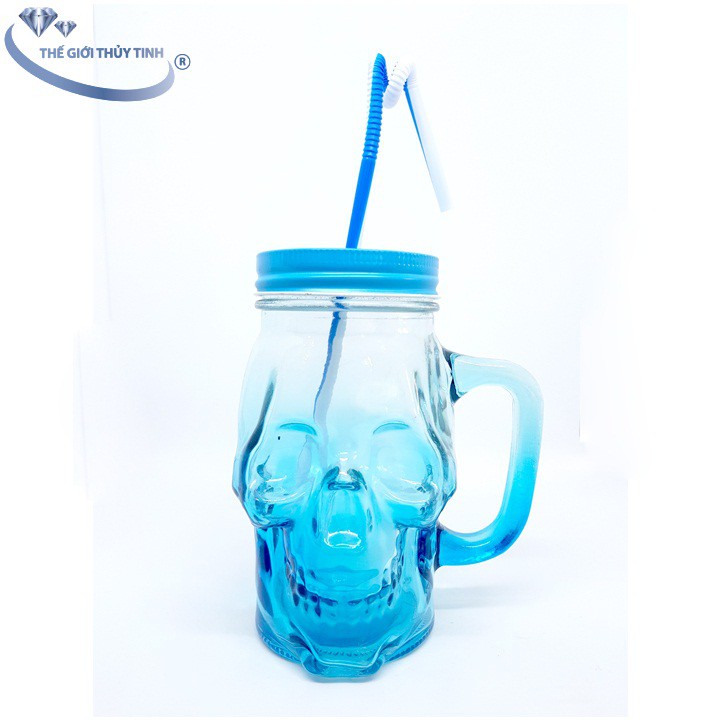 Ly Quai Thủy Tinh Đầu Lâu Đầu Sọ 450ml Nhiều Màu