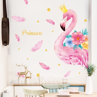 Decal dán tường hồng hạc lông rơi MS-58
