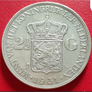 Image of Koin Kuno Silver Perak Netherland Belanda Wilhelmina 2 1/2 Gulden Terlaris