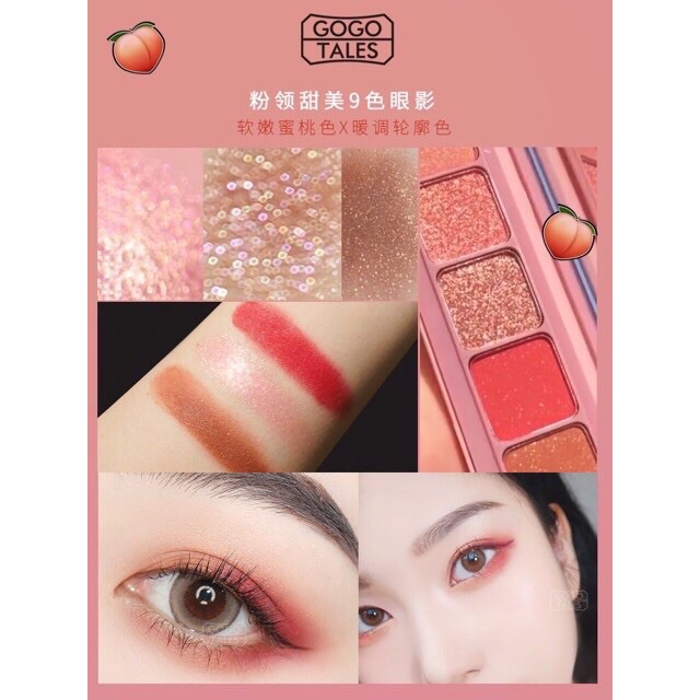 ( Sẵn )  🍓 [Mã CHUY0010 giảm 10K] 🍓Phấn mắt 9 ô GoGo Tales Nine Color Eye Shadow