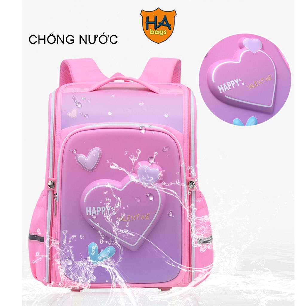Cặp sách chống gù HA1019, balo đi học kích thước 41x31x21cm phù hợp cho học sinh lớp 4,5,6