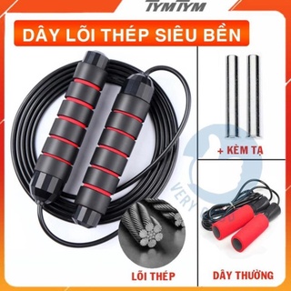 Dây nhảy giảm cân đốt mỡ bụng lõi thép đàn hồi CÓ TẠ 2.9m tập thể dục gym muay thái tại nhà.