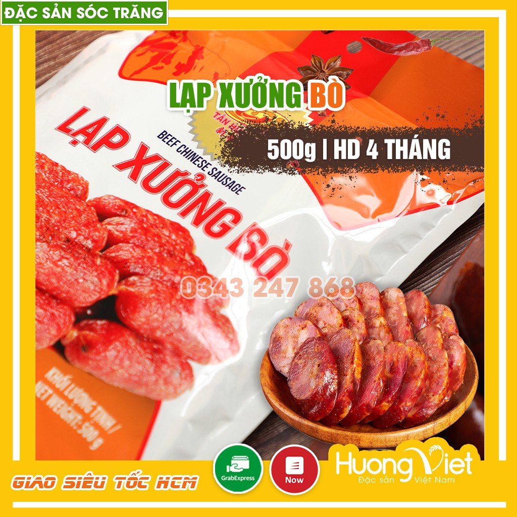 Lạp xưởng bò Tân Huê Viên 500g Sóc Trăng chính gốc miền tây, Đặc sản thịt lạp gia truyền nổi tiếng