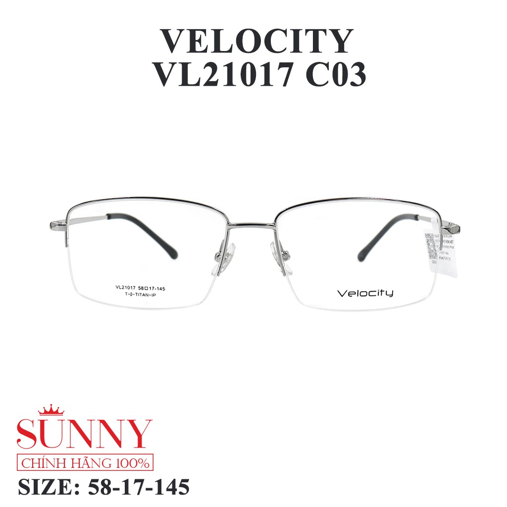 VL21017 - gọng kính nam nữ kim loại Velocity chính hãng, bảo hành toàn quốc