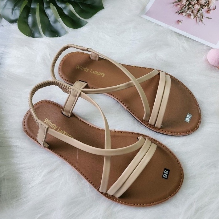 [ MẪU SANDAL NỮ ] Giày sandal nữ đế bệt chiến binh xỏ ngón dây mảnh quai chéo hot mùa hè đi biển, đi chơi, đi học,,,,