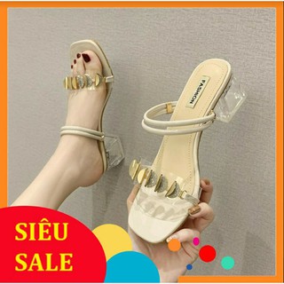 [SALE 12.12] Giày Cao Gót SANDAL nữ mùa hè 2021 mới gót dày trong suốt thời trang