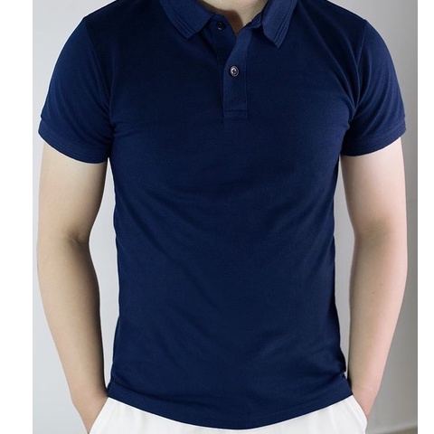 Áo Thun Có Cổ Polo Cá Sấu 4 Chiều Andromeda Ngắn Tay Màu Xanh Đen Đồng Phục Dùng Chung Cho Nam Và Nữ