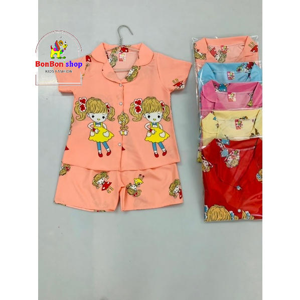Combo 3b pizama lụa cho bé gái tay cộc siêu đáng yêu giá cực rẻ 1-6 tuổi