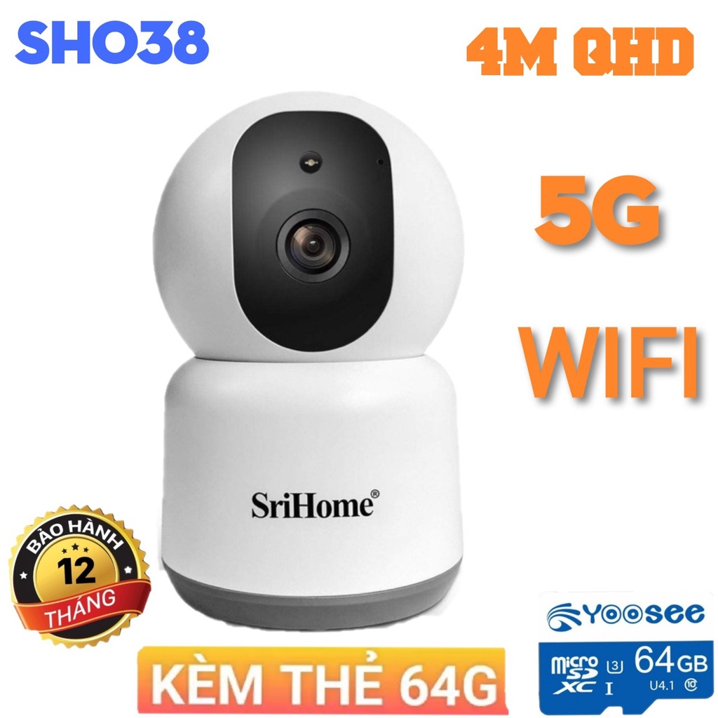 Camera 4MP Srihome SH038 siêu nét - mẫu mới nhất 2022 - Góc Rộng - Đàm Thoại 2 Chiều - bảo hành 1 năm