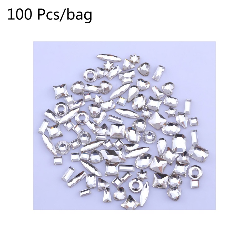 Bộ 100 Hạt Pha Lê Trong Suốt Trang Trí Móng Tay