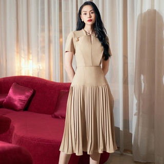 Đầm nâu dáng cổ tròn h6212dr hebe design