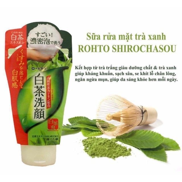 Sữa Rửa Mặt Trà Xanh Rohto Shirochasou Green Tea Foam 120g