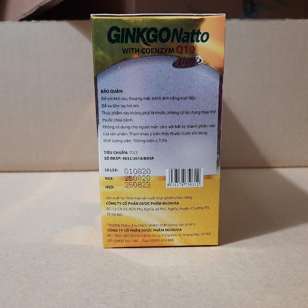 Hoạt huyết dưỡng não GINKGO NATTO New vàng - tăng cường lưu thông máu não ,phòng ngừa tai biến