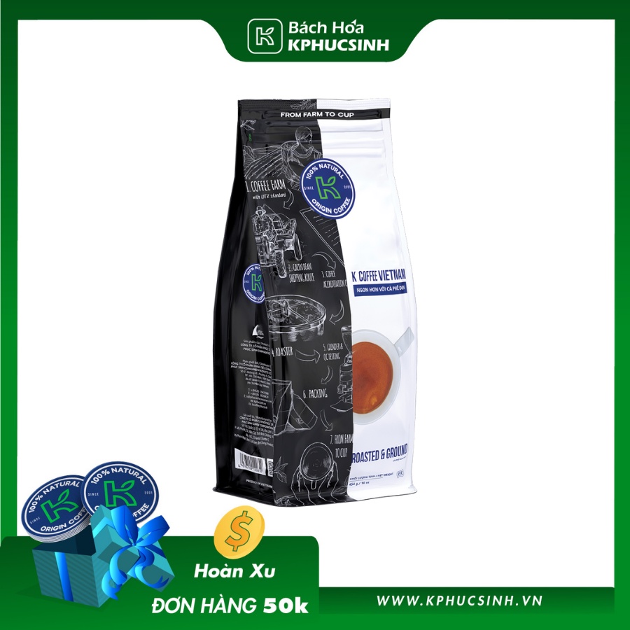 Cà Phê Rang Xay Xuất Khẩu Của Thương Hiệu K Coffee Việt Nam (454g/Túi)