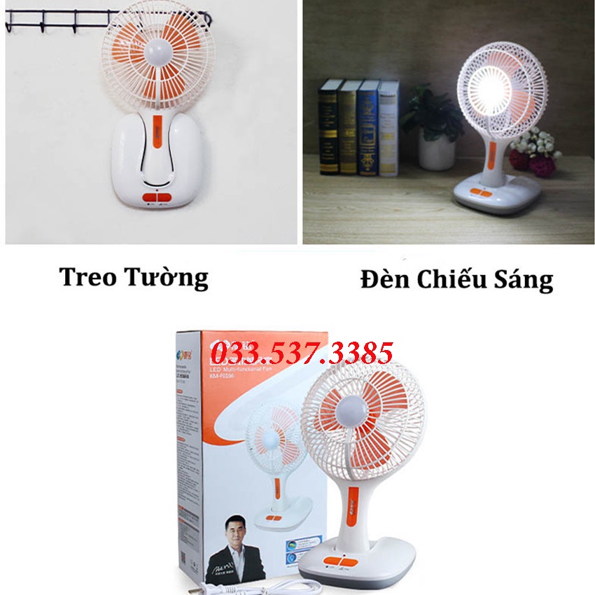 Quạt sạc tích điện, quạt tích điện để bàn KM - F 0166 công suất 6W