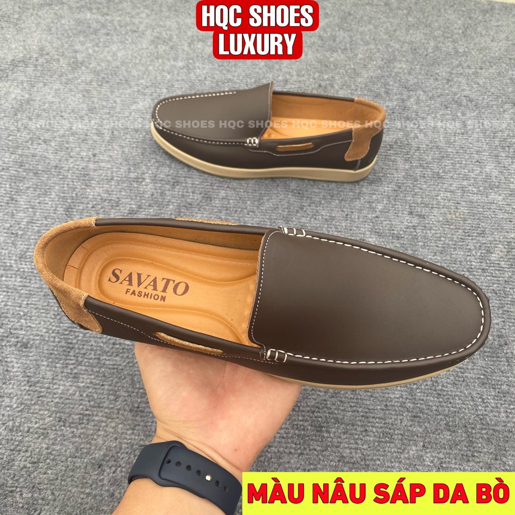Giày lười nam HQC SHOES da bò đế cao su trẻ trung bảo hành 12 tháng GL22