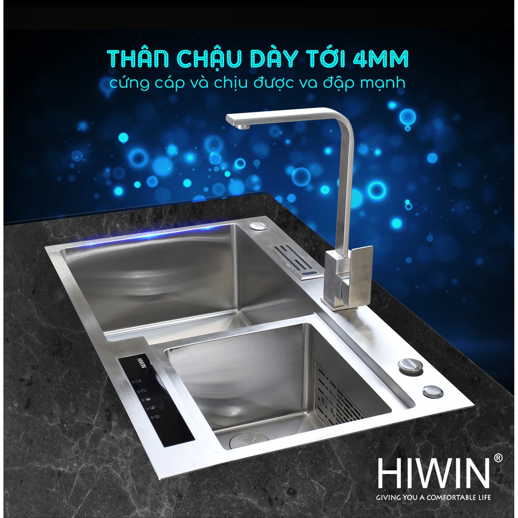 Chậu rửa bát khử khuẩn ứng dụng sóng siêu âm cao cấp Hiwin IKS-8248