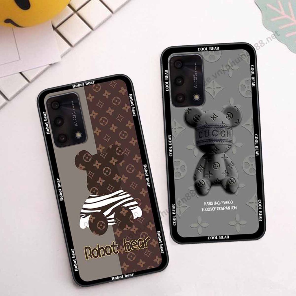 Ốp Oppo A74 / A94 / A95 bear, k@ws thương hiệu phong cách ốp lưng thời trang cao cấp