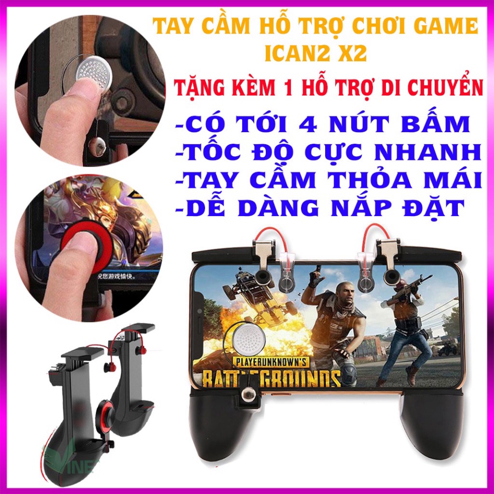 Tặng kèm 2 bao ngón tayTay cầm chơi game MV hỗ trợ PUBG-FREE FIRE gồm 4 nút click và nút di chuyển