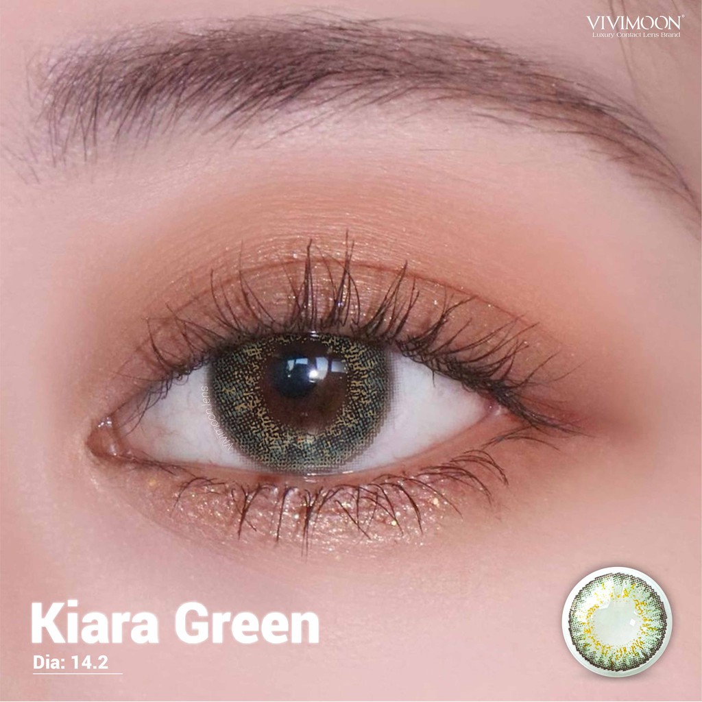 Lens Xanh Lá Cận Kiara Green VIVIMOON 14,2mm, Kính Áp Tròng Hàn Quốc Cao Cấp