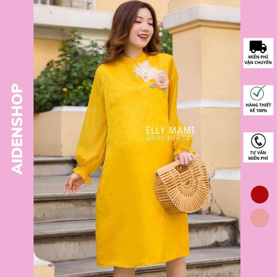 Váy bầu cách tân bầu diện xinh dáng suông, Đầm bầu thiết kế đẹp 45-70kg Tết