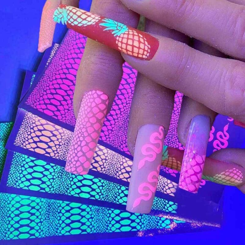 Sticker Nước - Da Rắn Màu Neon - Hình Dán Móng Tay