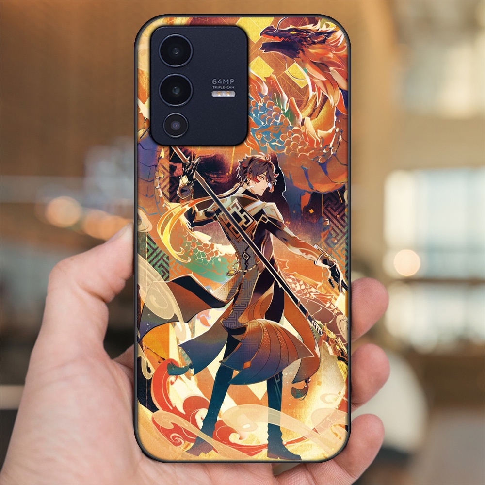 Ốp lưng Vivo V23 5G viền đen in hình Zhongli Genshin Impact