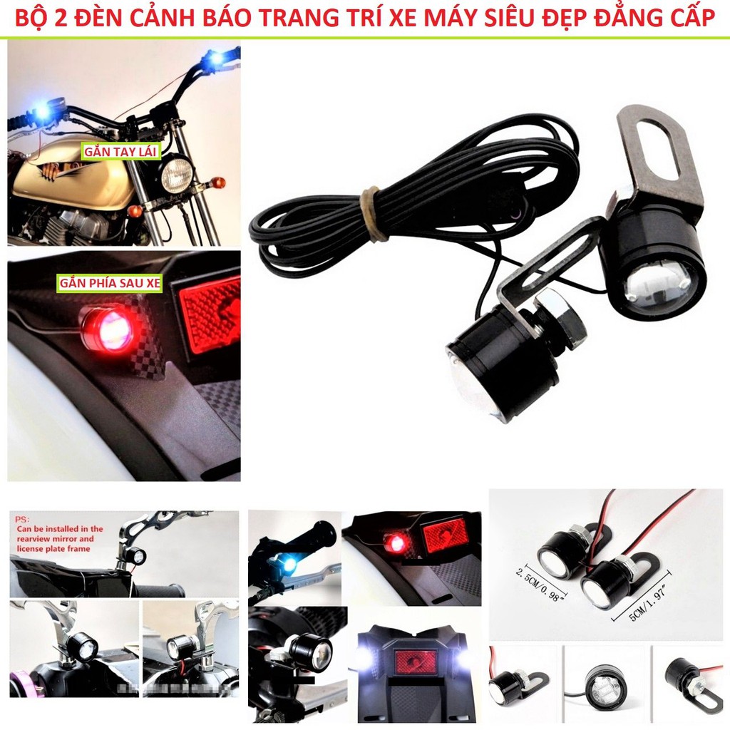 BỘ 2 ĐÈN TRANG TRÍ XE MÁY CHỚP NHÁY NHIỀU MÀU MINI GẮN CHÂN GƯƠNG HOẶC CÁC VỊ TRÍ CỦA XE SIÊU ĐẸP LOẠI TỐT