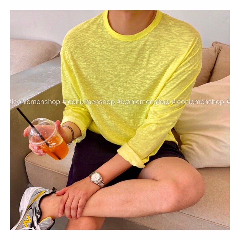 Áo thun nam dài tay fom rộng , vải cotton giấy | BigBuy360 - bigbuy360.vn