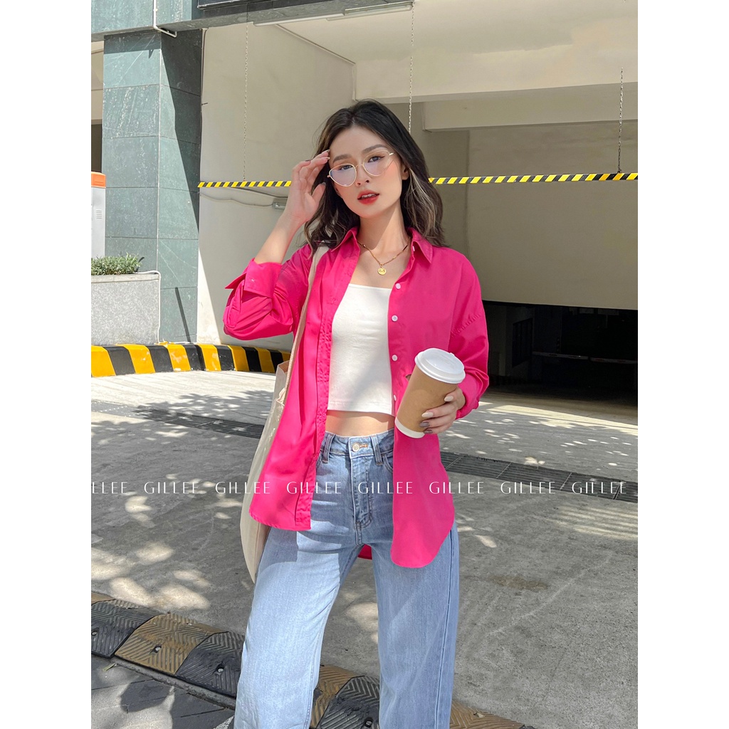 Áo Sơ Mi Form Rộng Tay Dài Nữ GILLEE Chất Thô Mềm Kiểu Dáng Cá Tính FAS193