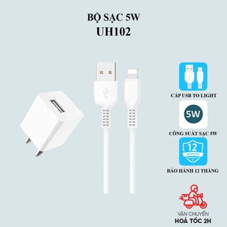 Bộ sạc IP 5W Hoco UH102 cho 5 6 7 8 X 11 12 gồm củ và cáp dài 1 mét