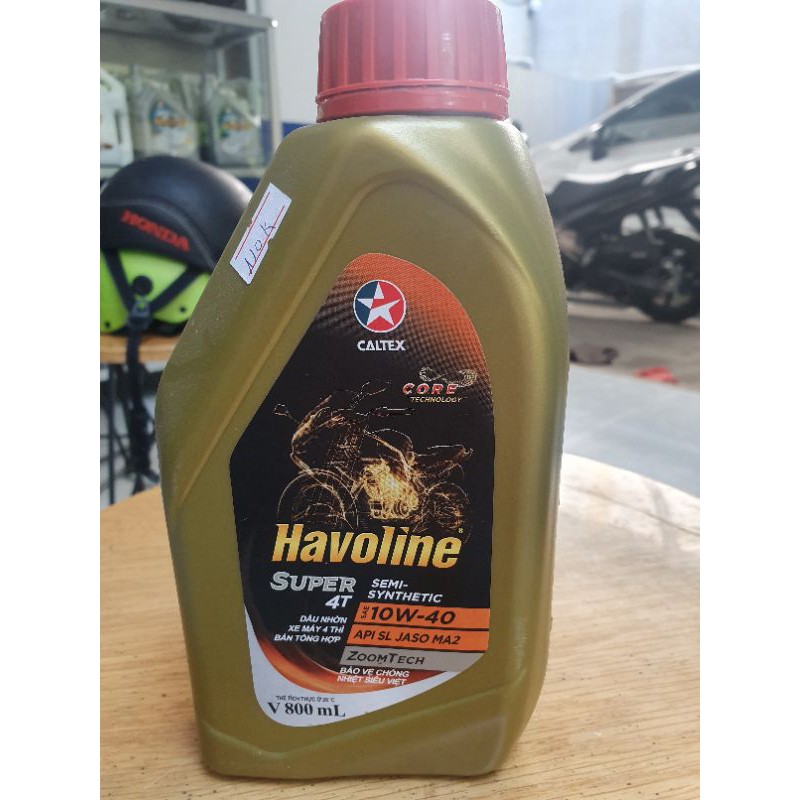 Nhớt xe số 0,8L Caltex Havoline 10W40 SEMI - dầu nhớt 4T bán tổng hợp xe máy, xe côn tay, exciter..