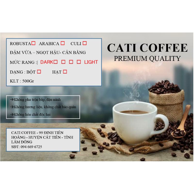 CAFE ROBUSTA RANG BƠ LÂM ĐỒNG-500GR-CAFE RANG XAY NGUYÊN CHẤT
