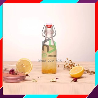 Chai thủy tinh có khóa gài 250ml thân vuông - SAPATA