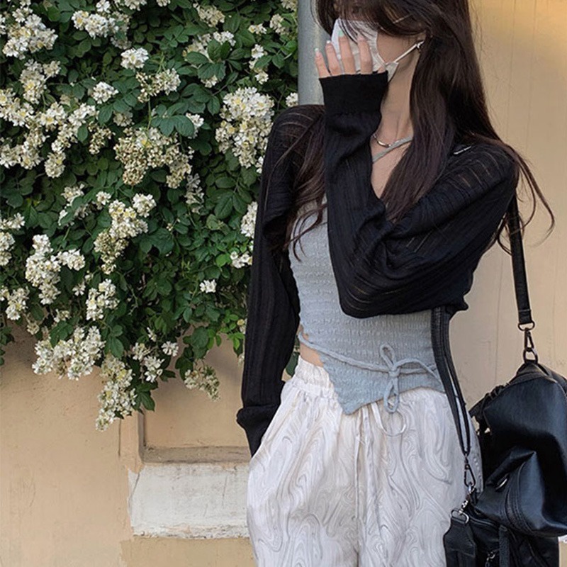 【ZHELIHANGFEI】 Áo Khoác Cardigan Dệt Kim Tay Dài Chống Nắng