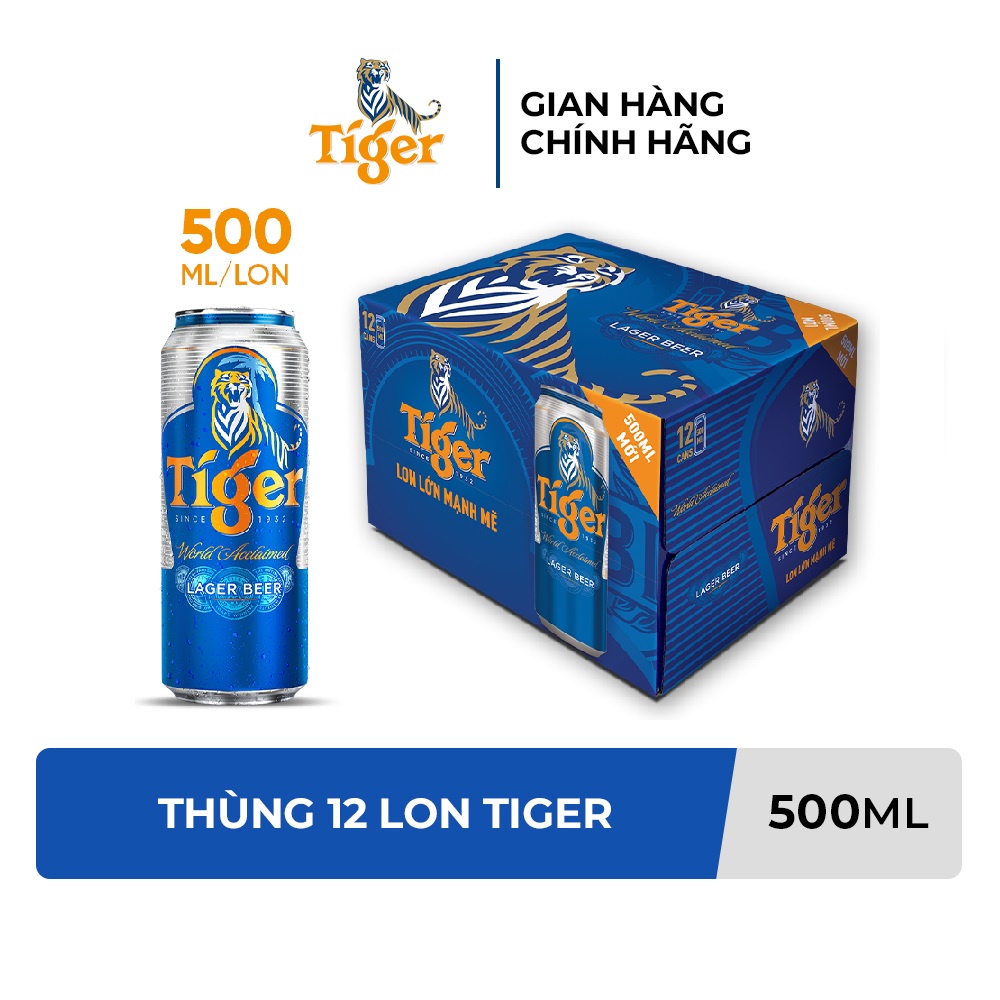 HỎA TỐC HCM - Thùng 12 lon bia Tiger 500ml/lon