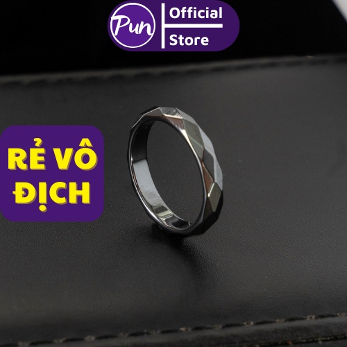 Nhẫn nam nữ màu bạc tròn 4T Punstore thời trang nam nữ unisex chất liệu Đá đẹp đơn giản không gỉ - Nhẫn 4T