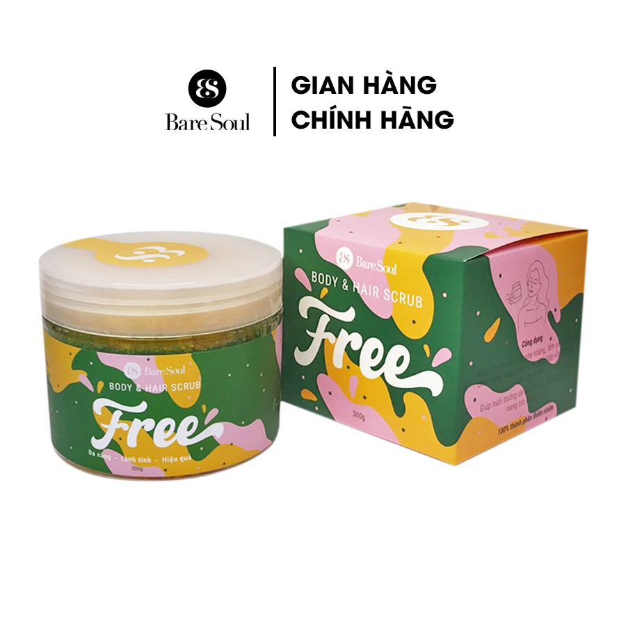 Muối tắm gội đa năng BareSoul Free Body & Hair Scrub 300g