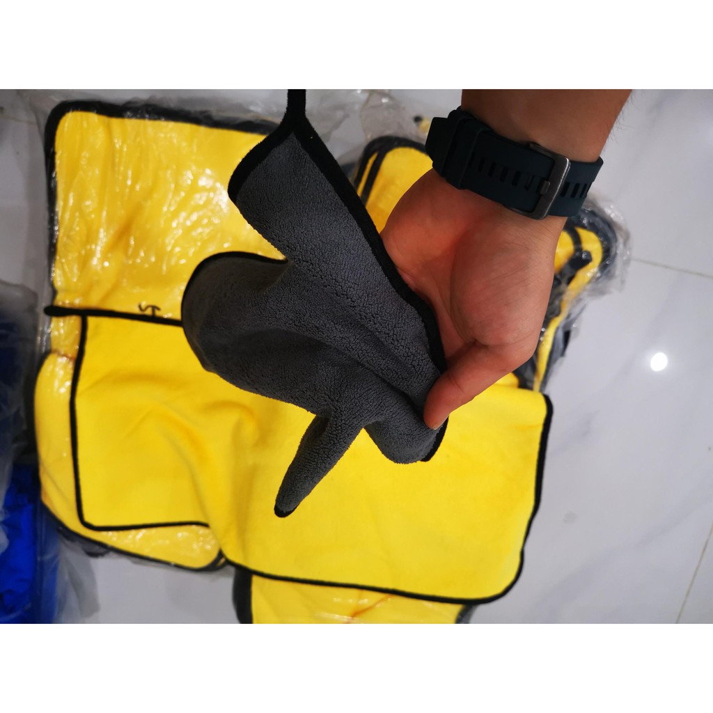 Khăn Lau Xe 2 Lớp Microfiber Siêu Thấm Siêu Mịn 30x60cm