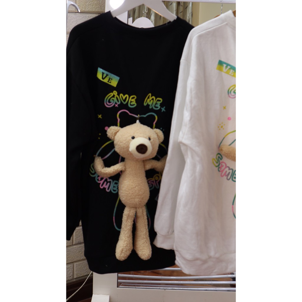 Áo sweater chữ "Give Me" ở sau lưng -Tặng kèm Gấu Bông-Sweater ulzzang nữ nỉ form rộng -HươngSu (PVN759) | BigBuy360 - bigbuy360.vn