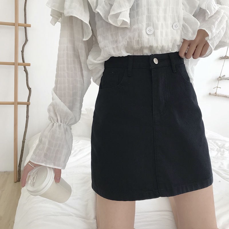 Fashion Korean Style High-Waist A-Denim Skirt