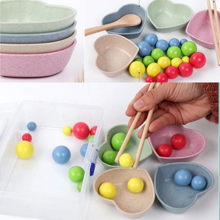 Bộ đồ chơi gắp hạt Montessori tập gắp, tập xúc, tập đếm số dành cho bé