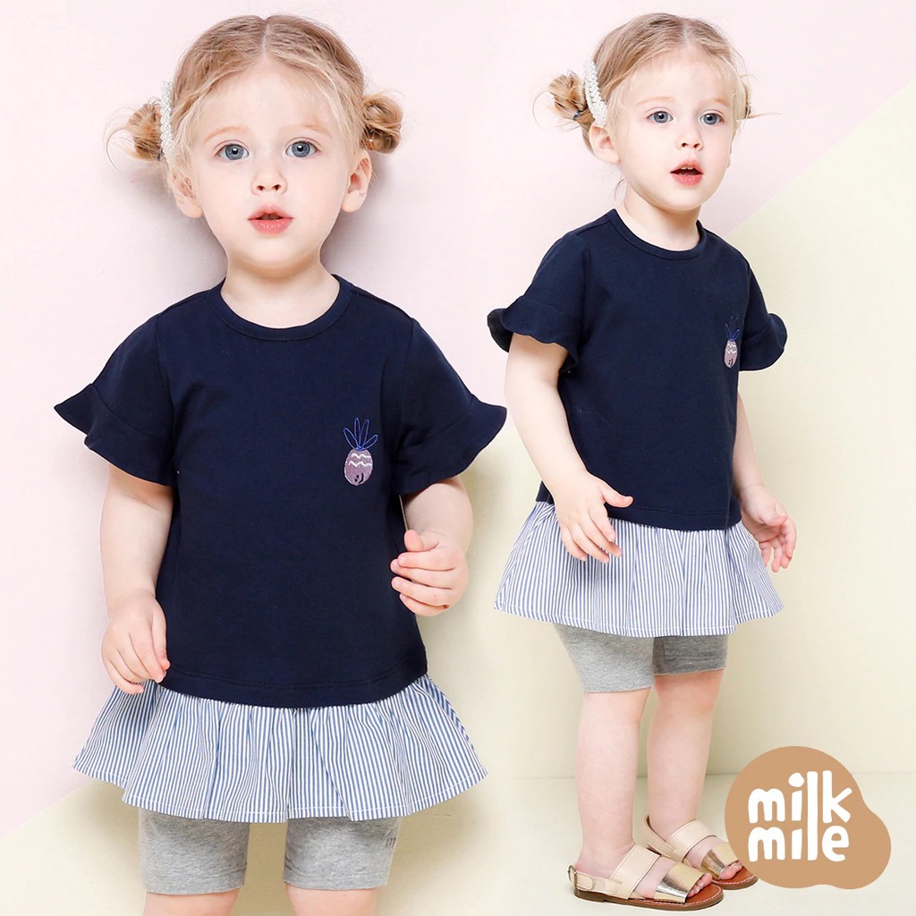 BỘ LỬNG ÁO VÁY MILKMILE LOGO HÌNH THÊU DỨA CHO BÉ 11-30KG