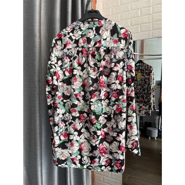 Áo sơ mi voan cát cổ trụ kiểu đắp tà lệch