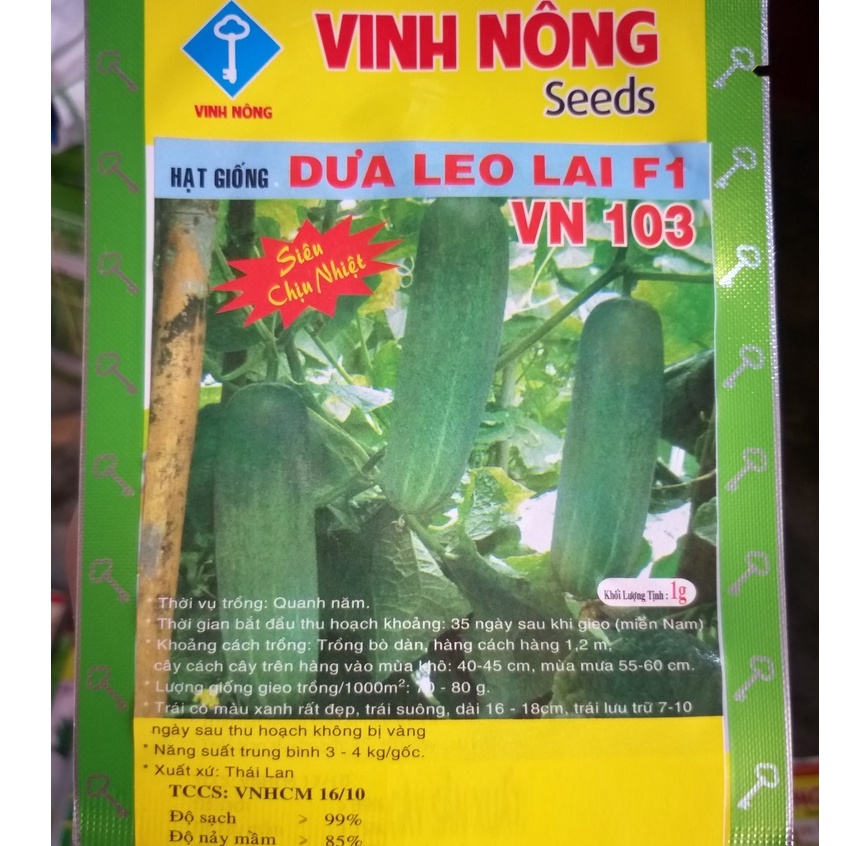 Dưa Leo Lai F1, Xuất Xứ Thái Lan (gói 1g), Hạt Giống Nhập Khẩu