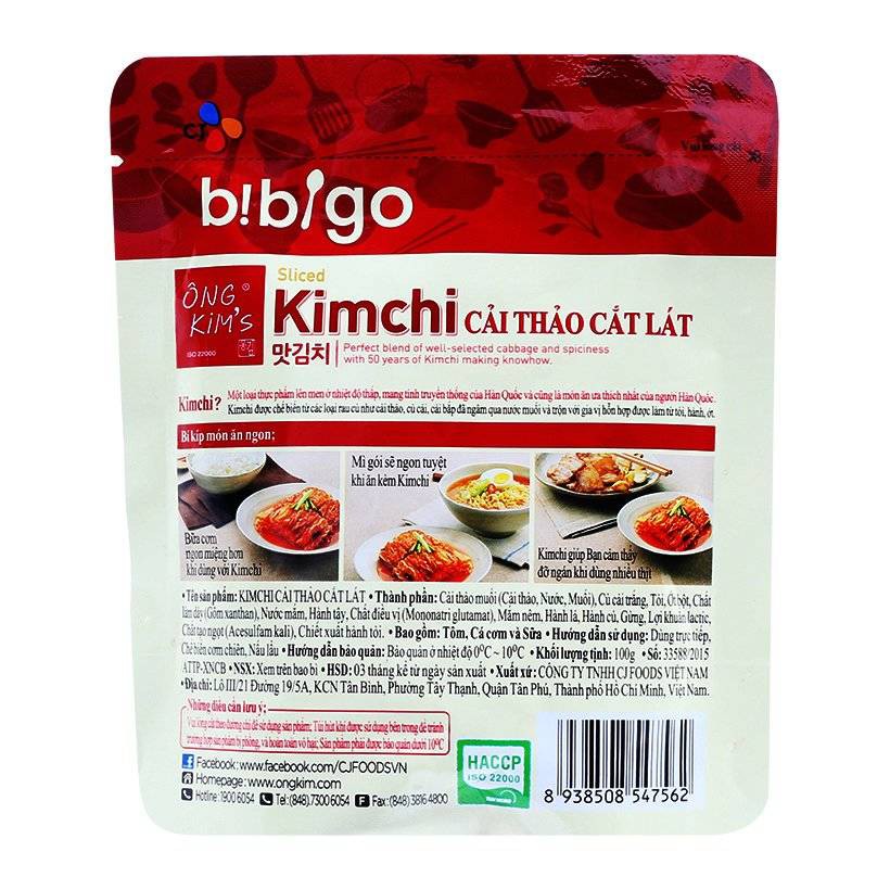 KIM CHI CẢI THẢO CẮT LÁT BIBIGO 100G GIÁ RẺ