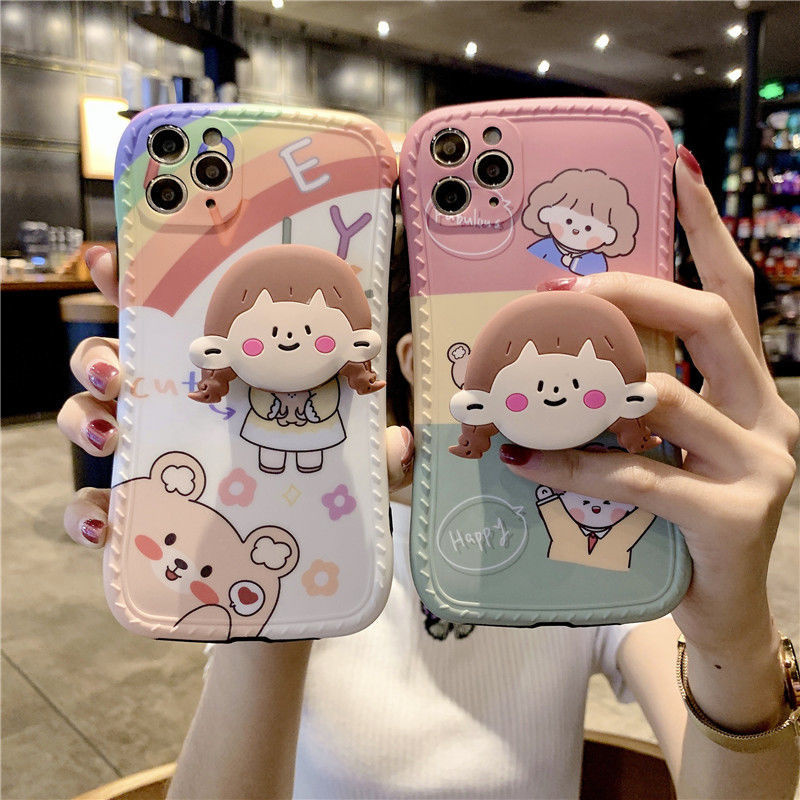 Ốp Điện Thoại Silicon Họa Tiết Cô Gái Dễ Thương Cho IPhone 12 Pro max 7 8Plus SE X XS XR XSMAX 11