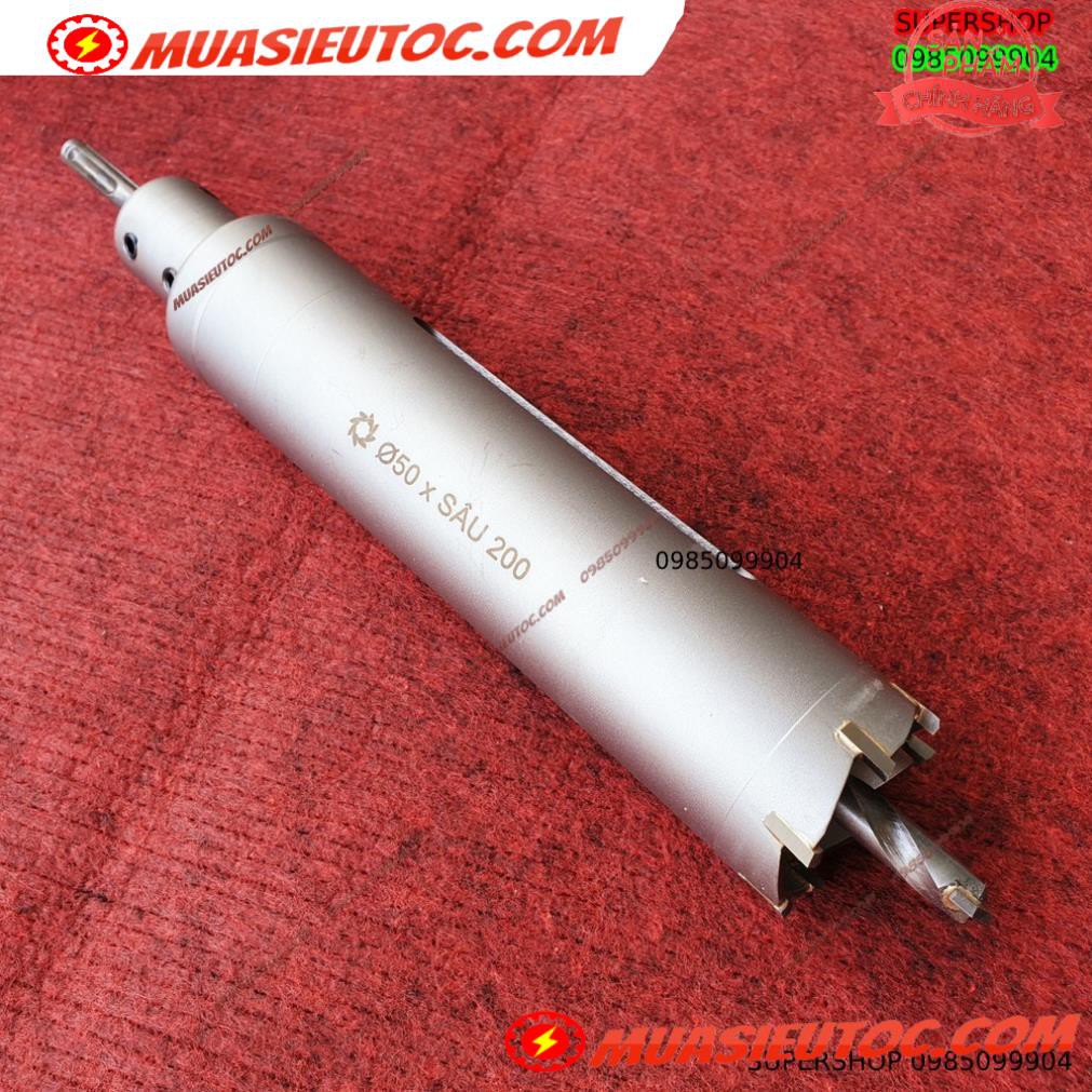 Mũi khoan rút lõi khoét tường gạch sâu Phi 50 x 200 mm không khoan bê tông, không khoan chế búa