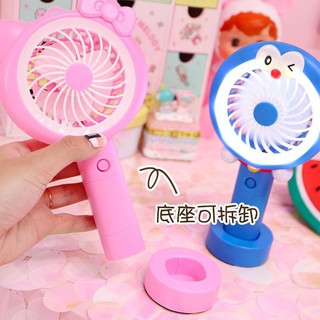 Quạt Mini Cầm Tay Đèn Led Có Đế Doremon - Kitty