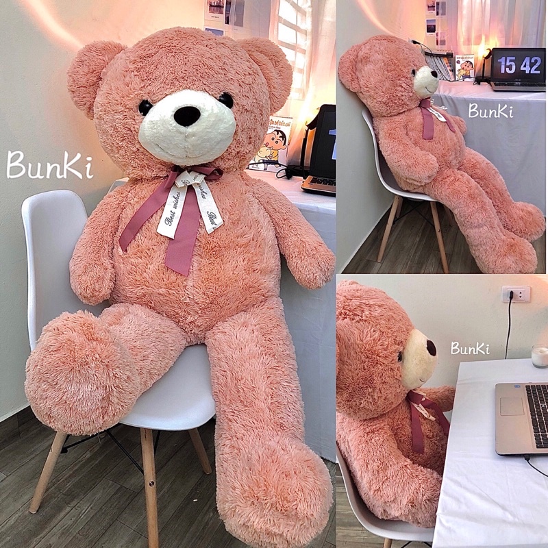 GẤU BÔNG TEDDY SWEET HUG 1M4 HỒNG CAM CAO CẤP BUNKI